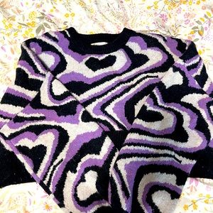 purple hearts crop sweater